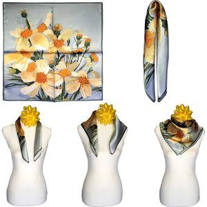 NWT Genuine 100% Mulberry Silk Satin Scarf 21"x21" Small Square Shawl 54911